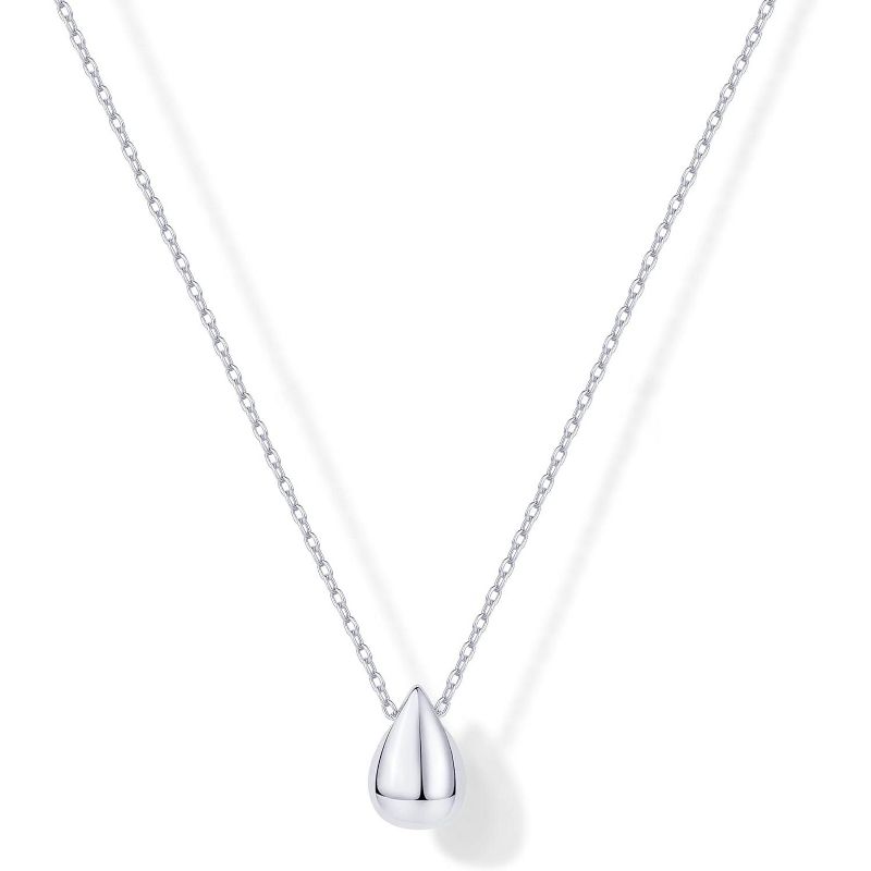 14K Gold Plated Dainty Pear Pendant Necklace Tear Pendant Necklaces White Gold 19