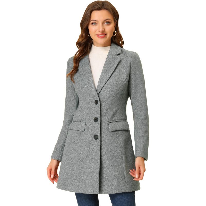 INSPIRE CHIC Women's Notched Lapel Single Breasted Long Winter Trench Coat Large Light Grey