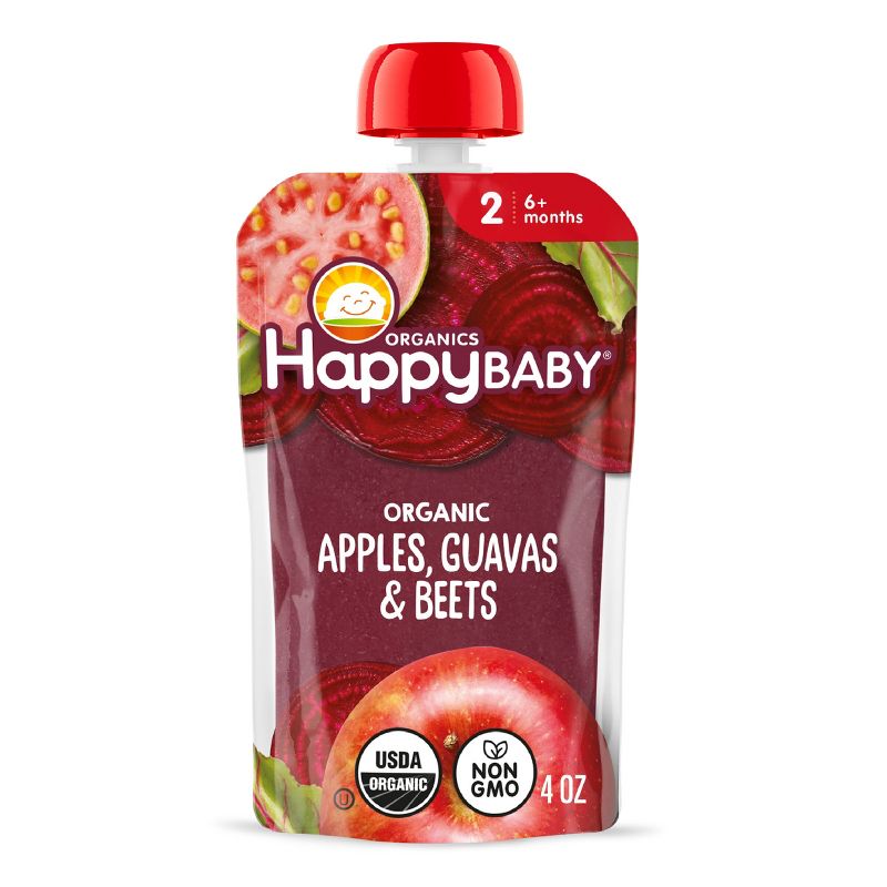 Happy Baby Organic Apples, Guavas & Beets Baby Food Pouch - 4oz
