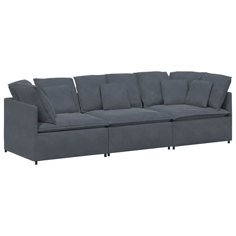 vidaXL Modular Fabric Sofa in Dark Gray - Durable Metal Frame Couch with Customizable Sections for Living Room/Lounge Seating Furniture