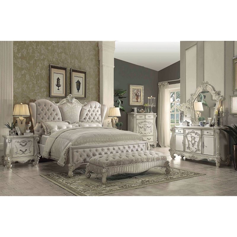Versailles Dresser Bone White Finish - Acme Furniture: Royal 5-Drawer Bedroom Storage, Wood Carvings