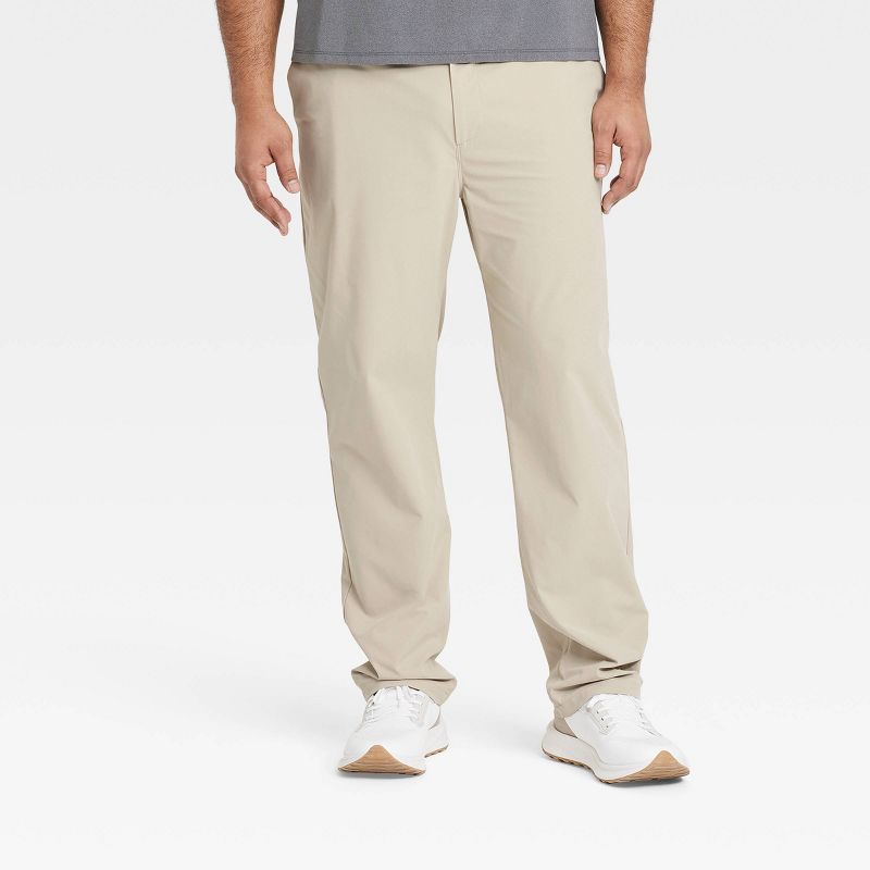 Men's Lifestyle 360 Big Trouser Pants - All In Motion™ Almond 40x32: Moisture Wicking, Quick Dry, UPF 50+, Zippered Pocket
