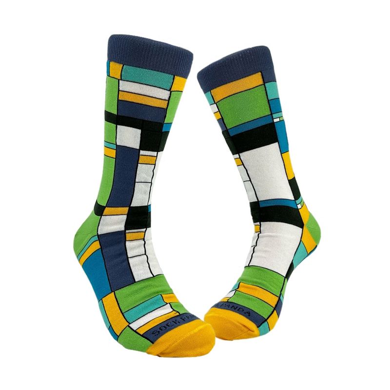 Mondrian Style Block Art Socks (Men's Sizes, Adult Large) from the Sock Panda