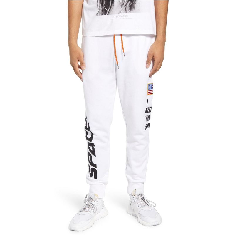Elevenparis Mens Lasa Knit Athletic Jogger Pants, white, Small