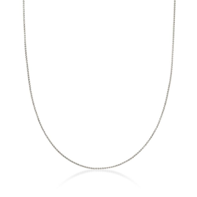 Ross-Simons 0.6mm 14kt White Gold Wheat-Chain Necklace Size 20
