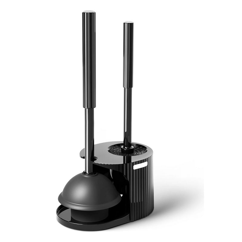 Aoibox 2 in 1 Toilet Plunger and Brush Set with Extended Handle, Bathroom Cleaning Tools, Toilet Brush Plunger Combo for Deep Cleaning