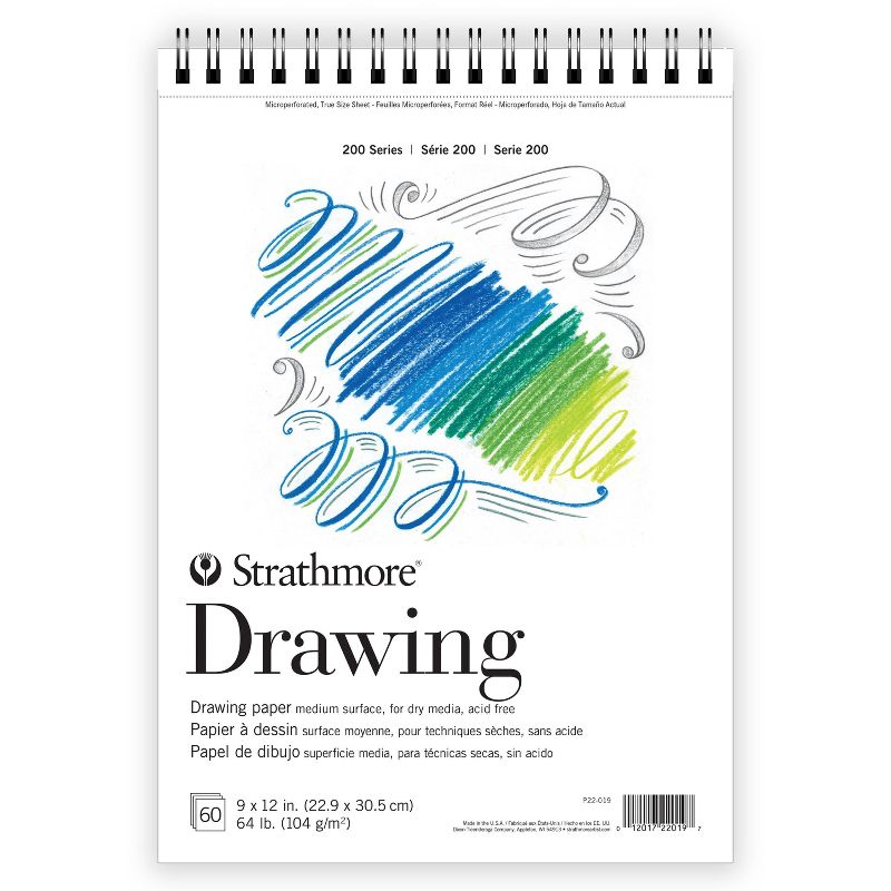 Strathmore Drawing Pad 9"x12" 60 Sheet: Sketchbook for Drawing, Kids Art, Matte Finish, 64 lb White Paper