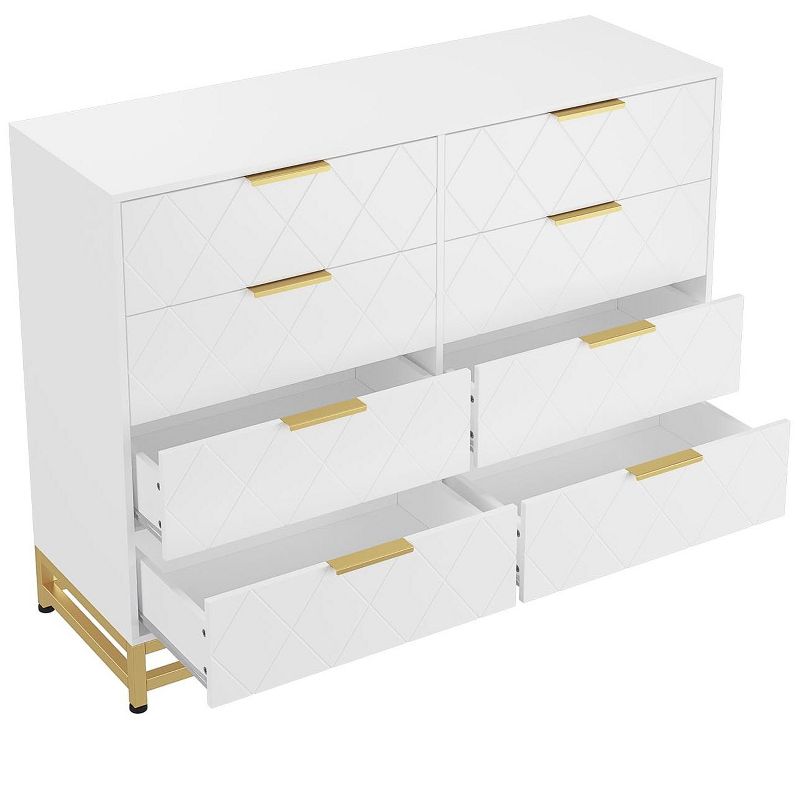 8 Drawer Dresser with Metal Handles,Modern Wood Chest of Drawers,Sturdy Metal-Framed Bedroom Furniture with Deep Drawers