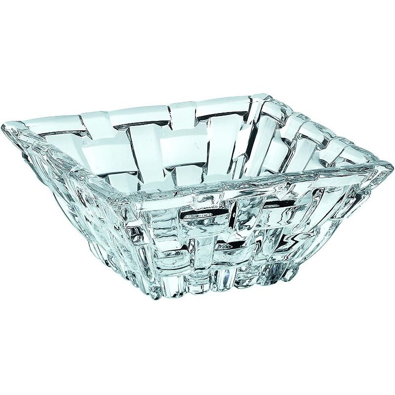 Nachtmann Bossa Nova Crystal Bowls, Set of 2 – 3.35" Decorative Woven Design Lead-Free Glass Dishes for Dips, Snacks & Desserts – Elegant Serveware