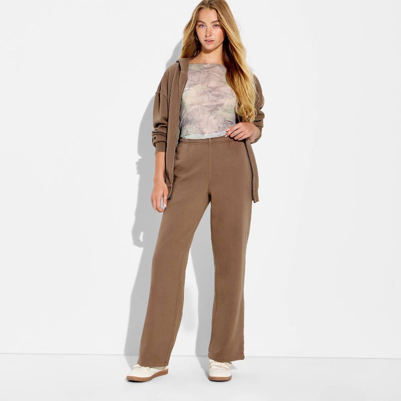 Women's Mid-Rise Wide Leg Sweatpants - Wild Fable™ Espresso XL