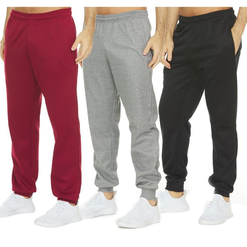 DARESAY [3-Pack] Men's Tech Fleece Joggers Dry Fit Performance Sweatpants, Color Pack E, L