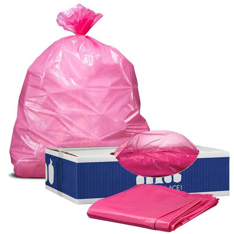 Plasticplace 32-33 Gallon Trash Bags, Pink (100 Count)