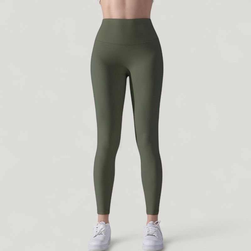 Anna-Kaci Active Women's High Waist Seamless Full Length Leggings with Wide Waistband - X Large, Olive Green