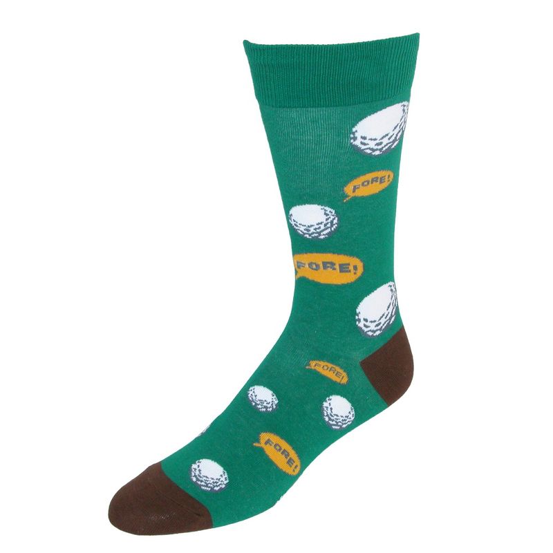 Fine Fit Men's Golf Theme Dress Socks, Green