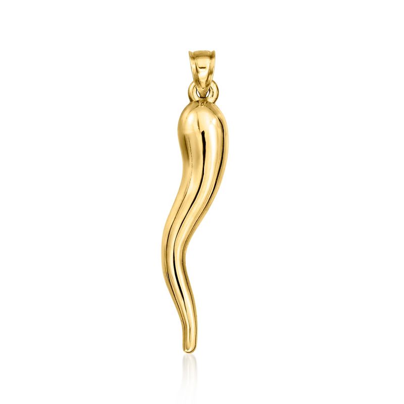 Ross-Simons Men's 10kt Yellow Gold Italian Horn Pendant Size 2.00
