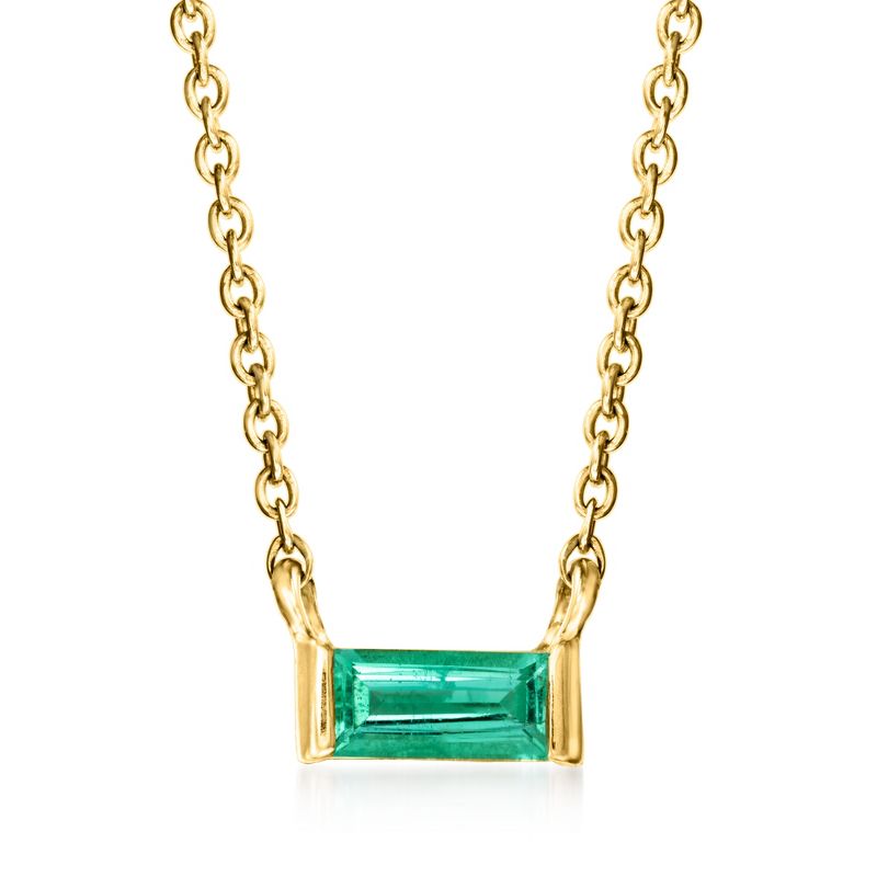Pure Collection by Ross-Simons 0.10 Carat Emerald Necklace in 14kt Yellow Gold Size 16
