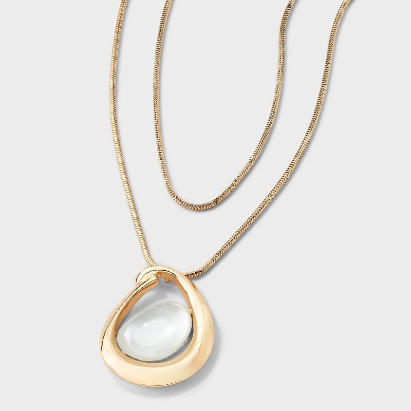 Two Row Stone Necklace - A New Day™ Ivory