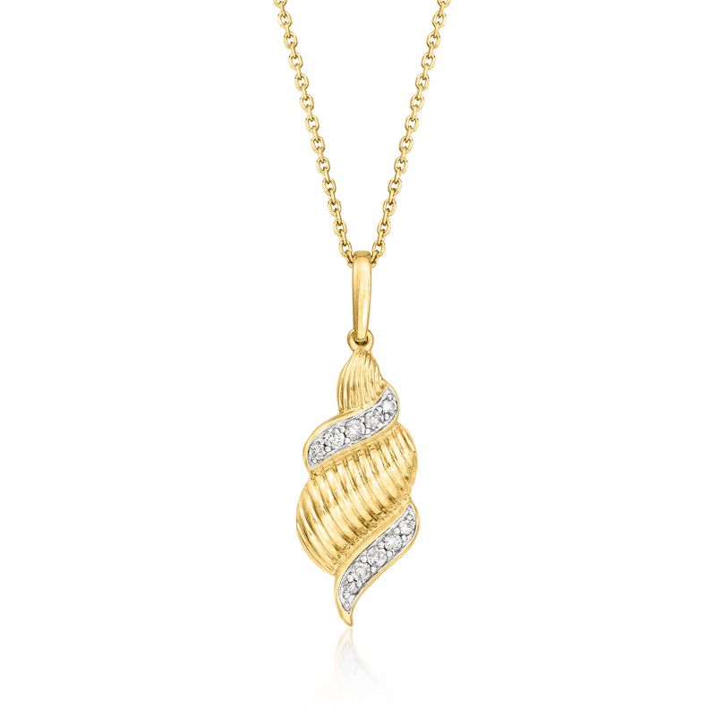 Ross-Simons 0.15 ct. t.w. Diamond Spiral Pendant Necklace in 18kt Gold Over Sterling Size 16