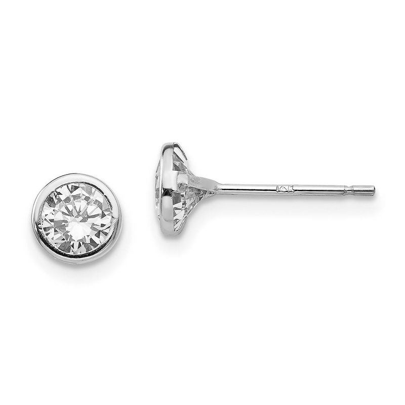 Black Bow Jewelry 5mm Bezel Set Cubic Zirconia Stud Earrings in 14k White Gold