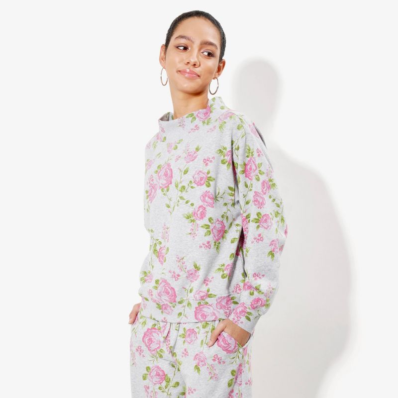 Women's Pullover Sweatshirt - Wild Fable™ Gray Floral XL