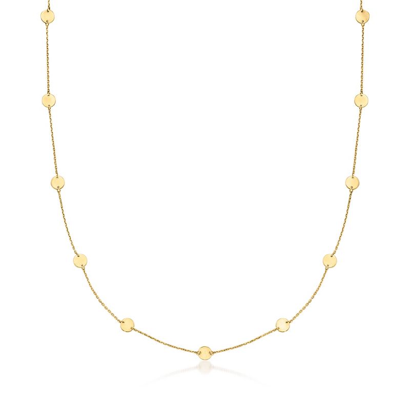 Pure Collection by Ross-Simons Italian 14kt Yellow Gold Disc Station Necklace Size 13