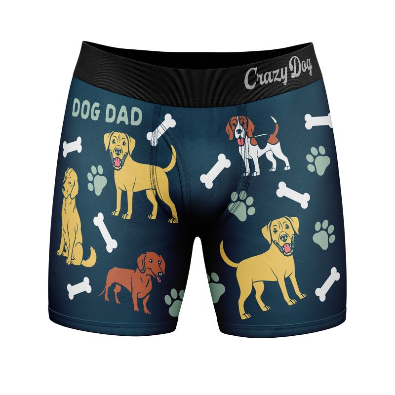 Mens Dog Dad Boxer Briefs Funny Saying Cool Gift Hilarious Underwear for Guys - Crazy Dog Boxer Briefs for Animal Lovers Dog Dad M