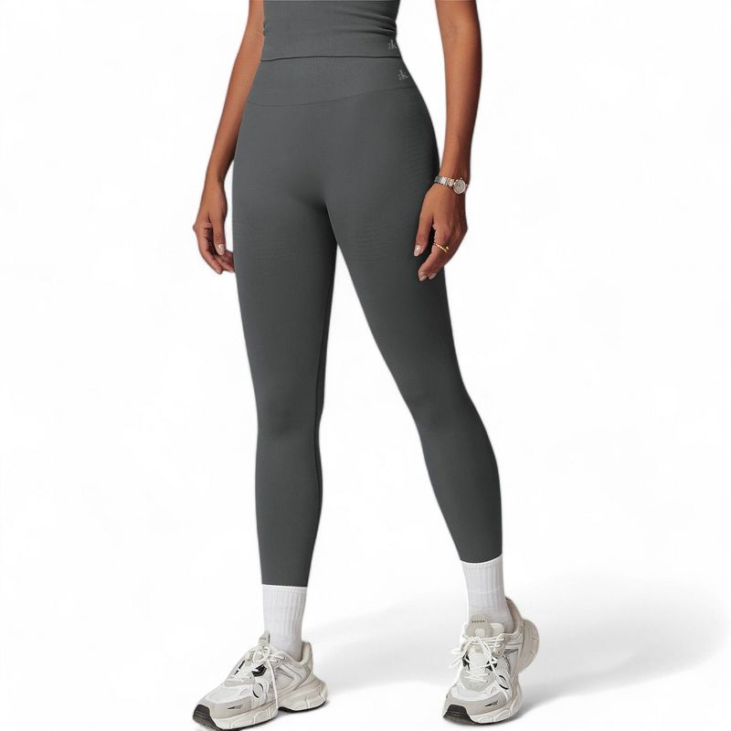 Anna-Kaci Active Women's High-Waist Seamless Full-Length Leggings - X Large, Gray