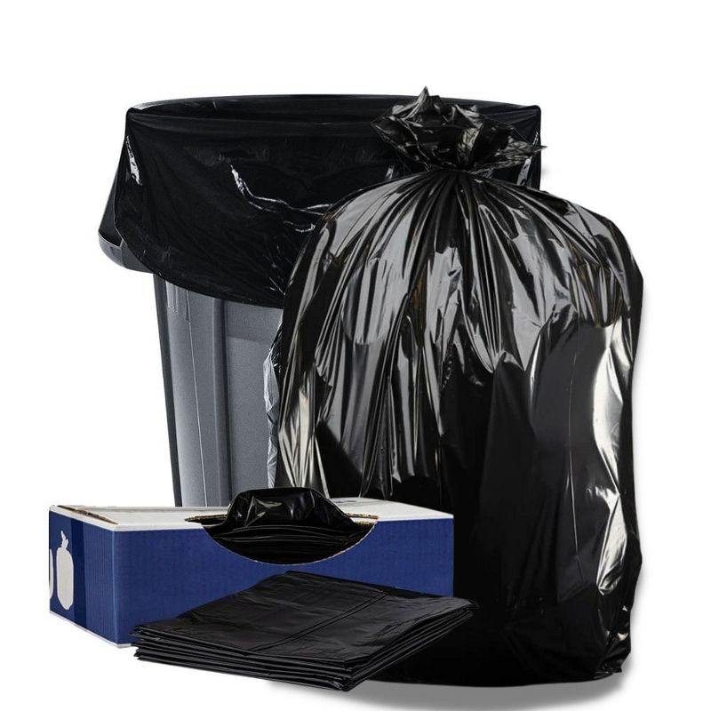 Plasticplace 40-45 Gallon Trash Bags, Black (100 Count)
