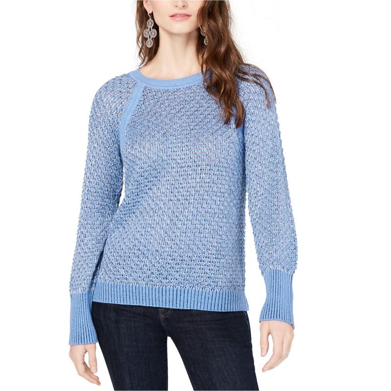 I.N.C International Concepts Womens Metallic Pullover Sweater, hthrinkberry, Large