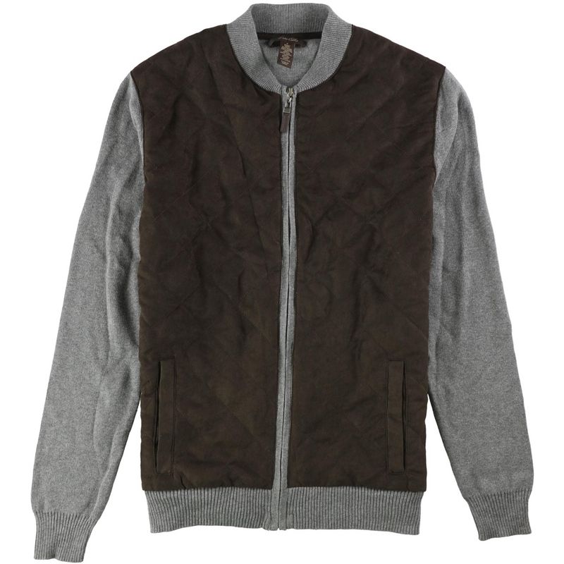 Tasso Elba Mens Mesh Quilted Jacket, steelheather, X-Large