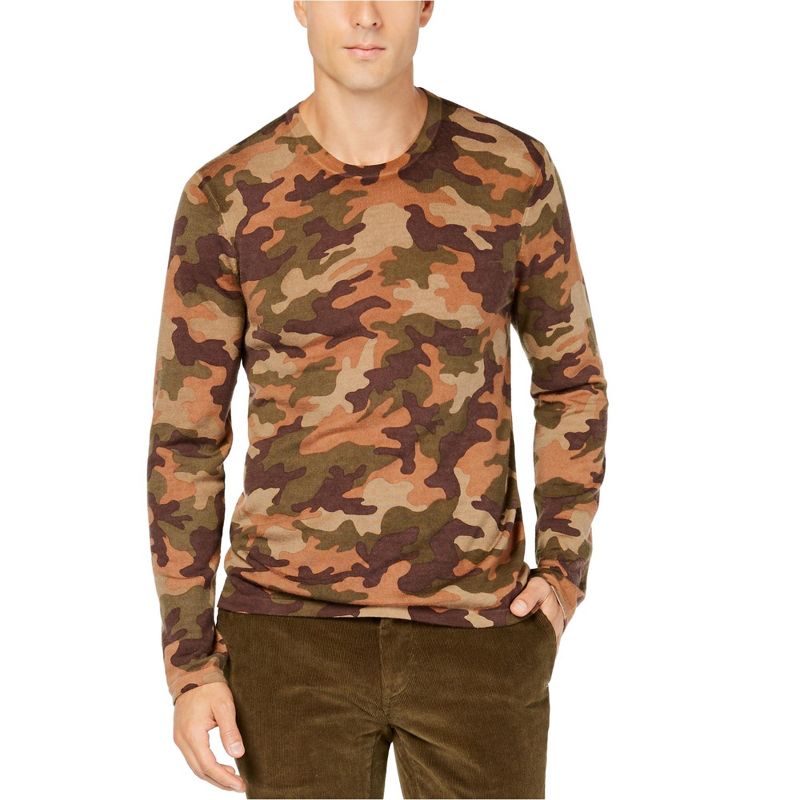 Michael Kors Mens Camo Pullover Sweater, olive, Large