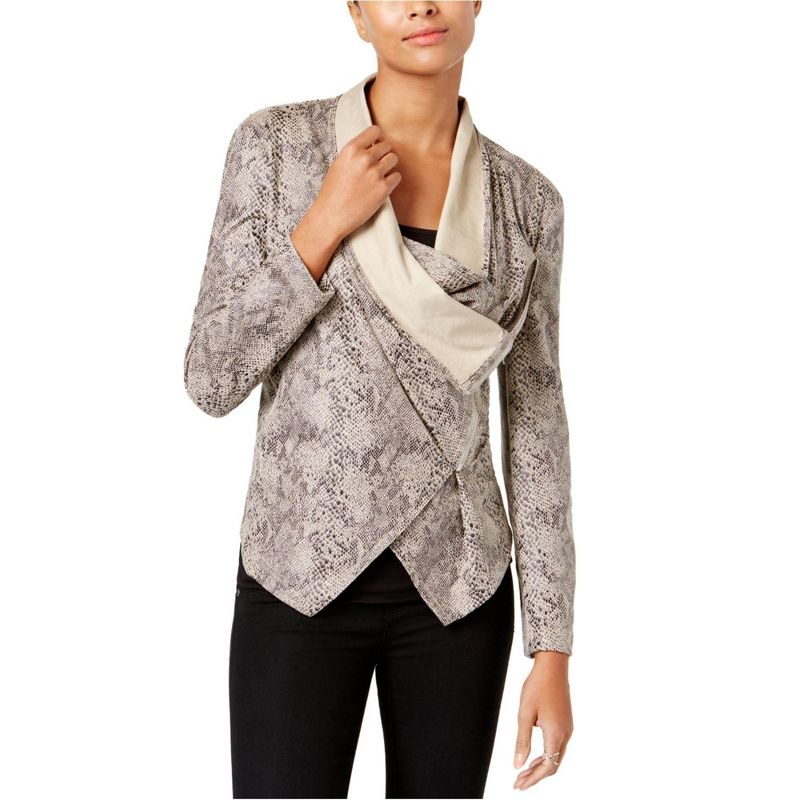 I.N.C International Concepts Womens Draped Jacket, neutralpython, X-Large