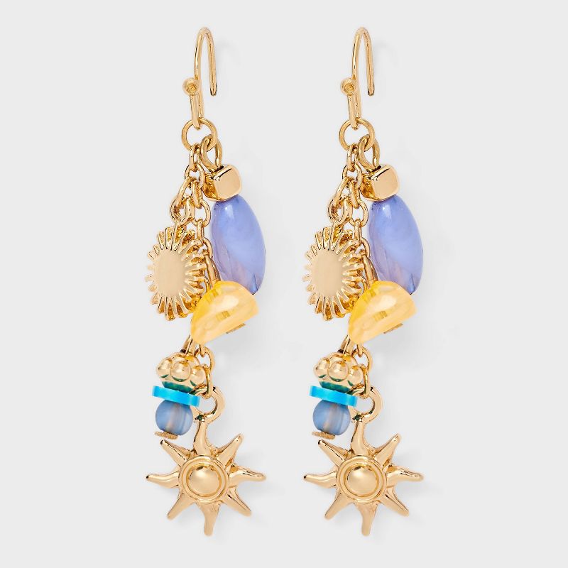 Hanging Charm Drop Earrings - Universal Thread™ Gold/Blue