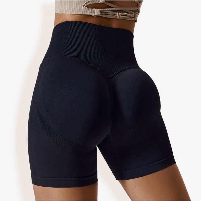 Anna-Kaci Active Women's High Waist Seamless Butt Lifting Yoga Shorts- Large, Black