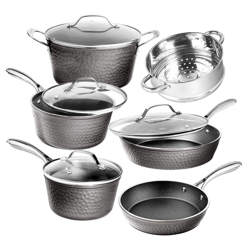 Granitestone 10 Pc Hammered Cookware Set Nonstick Pots and Pans Set