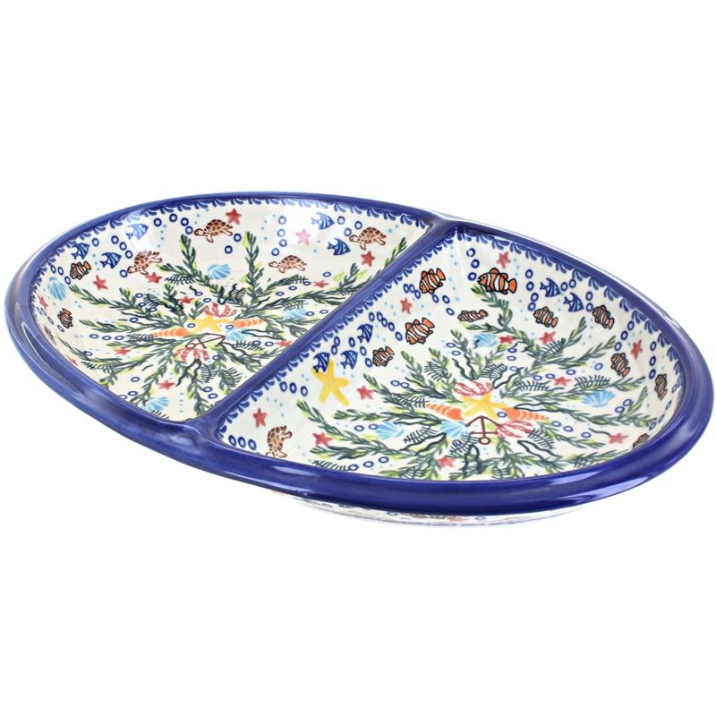 Blue Rose Polish Pottery Atlantis Large Divided Dish