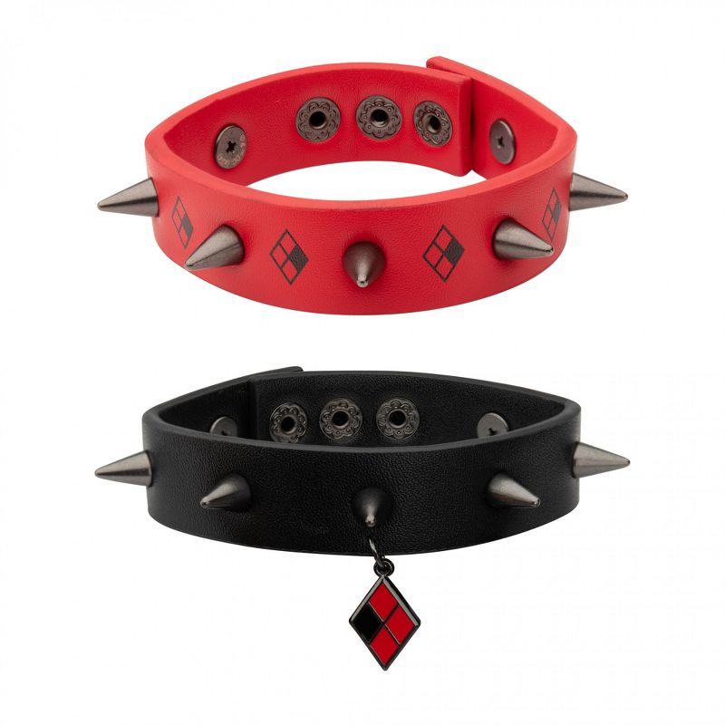 Adult Harley Quinn Spike Bracelet Set