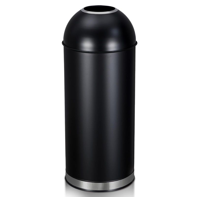17 Gallon Commercial Trash Can, Stainless Steel Open Top Garbage Bin w/ Floor-Friendly Base