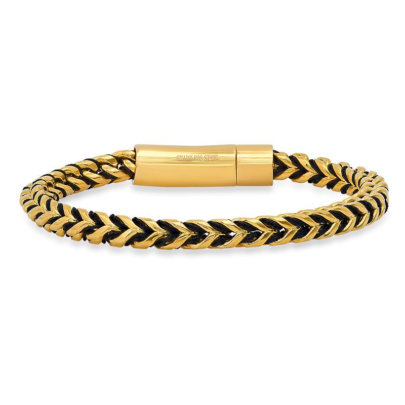 Steeltime Men's 18k gold plated stainless steel wheat chain bracelet