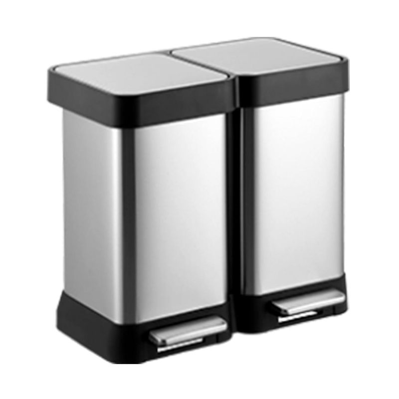 16 Gallon Dual Trash and Recycling Bin Fingerprint Proof Stainless Steel Kitchen Garbage Can with Double Lid