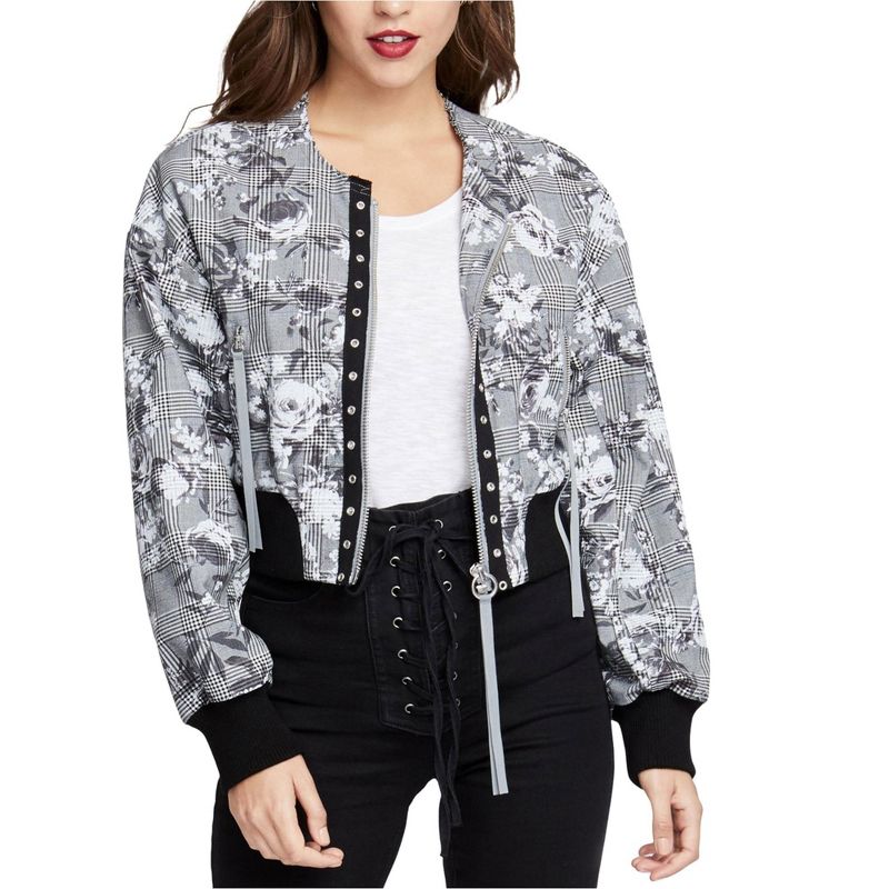 Rachel Roy Womens Baldwin Bomber Jacket, gray, Large