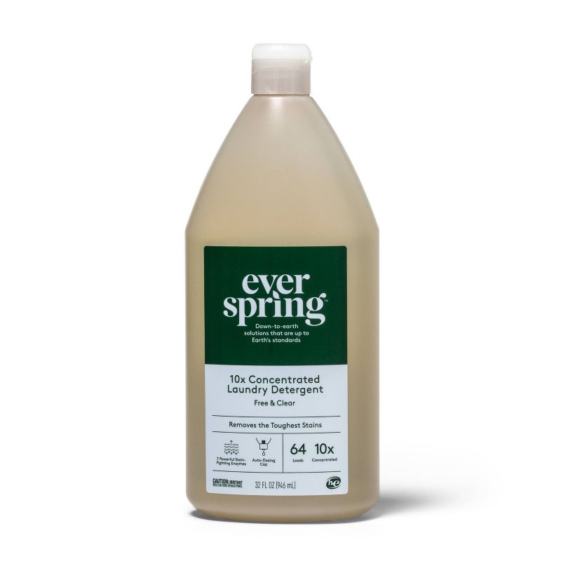 Unscented Free & Clear Ultra-Concentrated Liquid Laundry Detergent 64 Loads - 32 fl oz - Everspring™
