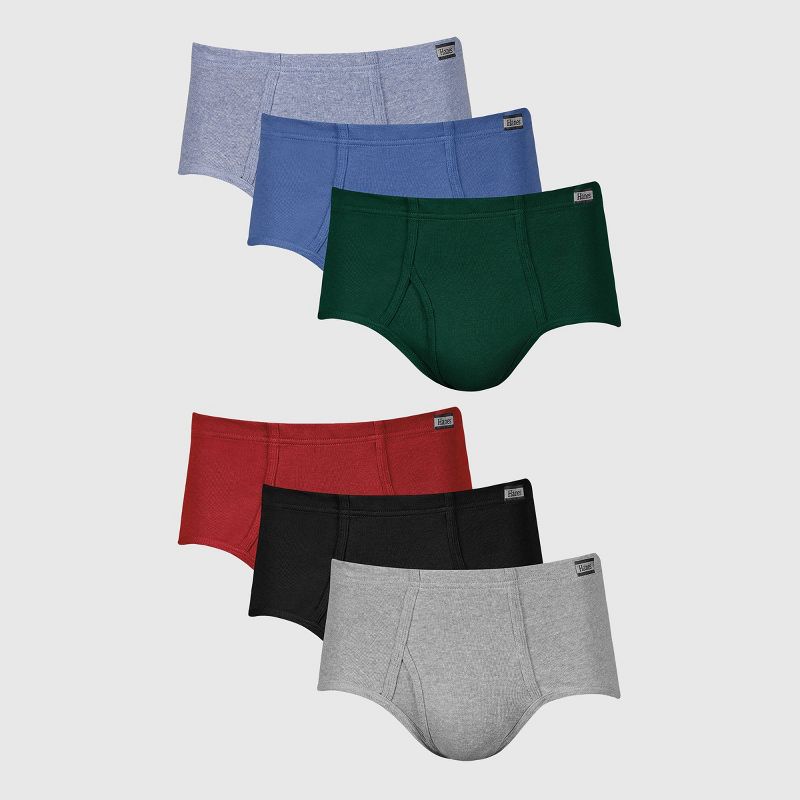 Hanes Men's Comfort Soft Waistband Mid-Rise Briefs 6pk - Blue/Green/Gray M: 100% Cotton, Tagless, Breathable, Moisture Wicking, Machine Washable