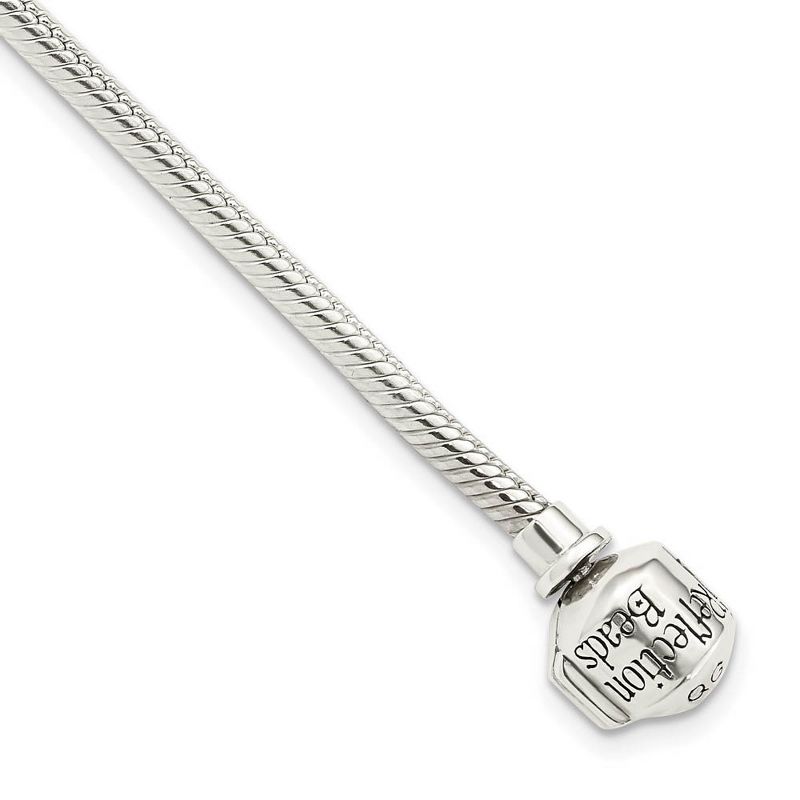 Black Bow Jewelry Sterling Silver 3mm Chain Snake Starter Bead Charm Bracelet, 9 Inch