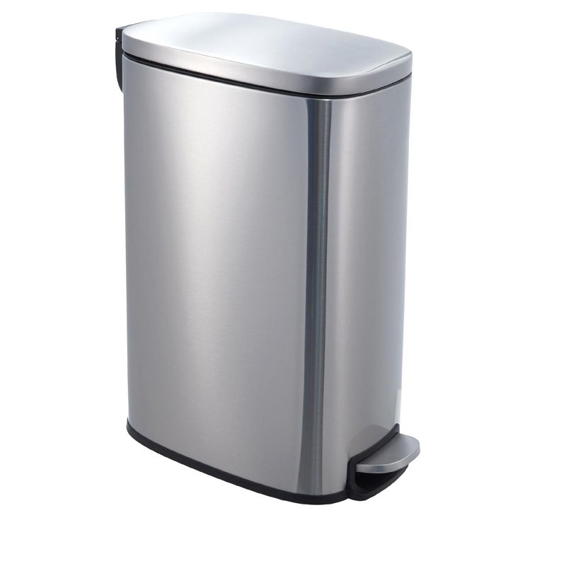 13 Gallon Stainless Steel Trash Can,Indoor Recycling Bin with Removable Bucket & Soft-Close Step Pedal for Kitchen, Office