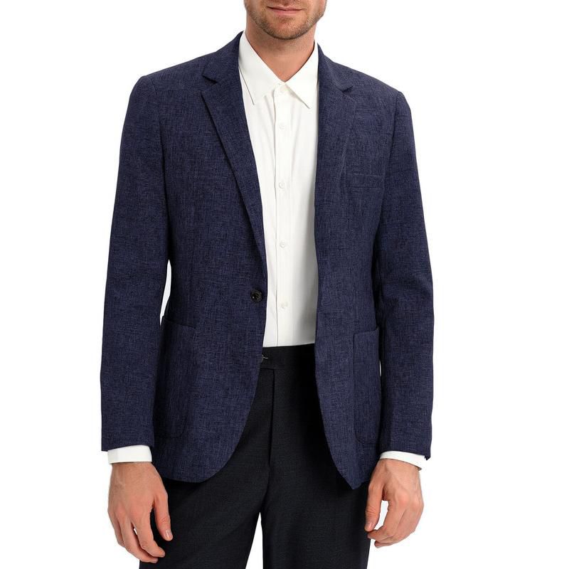 Coolmee Men's Casual Linen Blazer Jacket Lightweight Sport Coats One Button Suit Jackets Navy Blue M