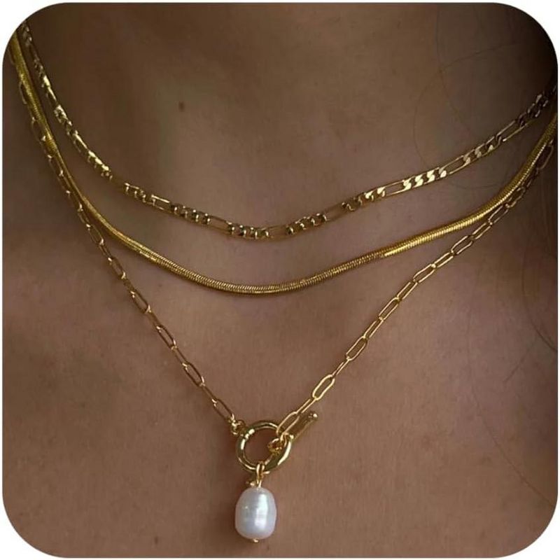 "Layered Gold & Silver Necklace Set for Women, 14K Gold Plated Dainty Choker with Coin Pendant, Stackable Trendy Jewelry Gift"