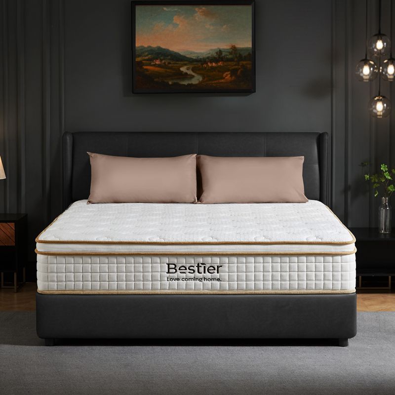 12 inch Queen Size Tencel Medium Hybrid Mattress, Plush Layer and Cooling Gel Memory Foam Mattress in a Box