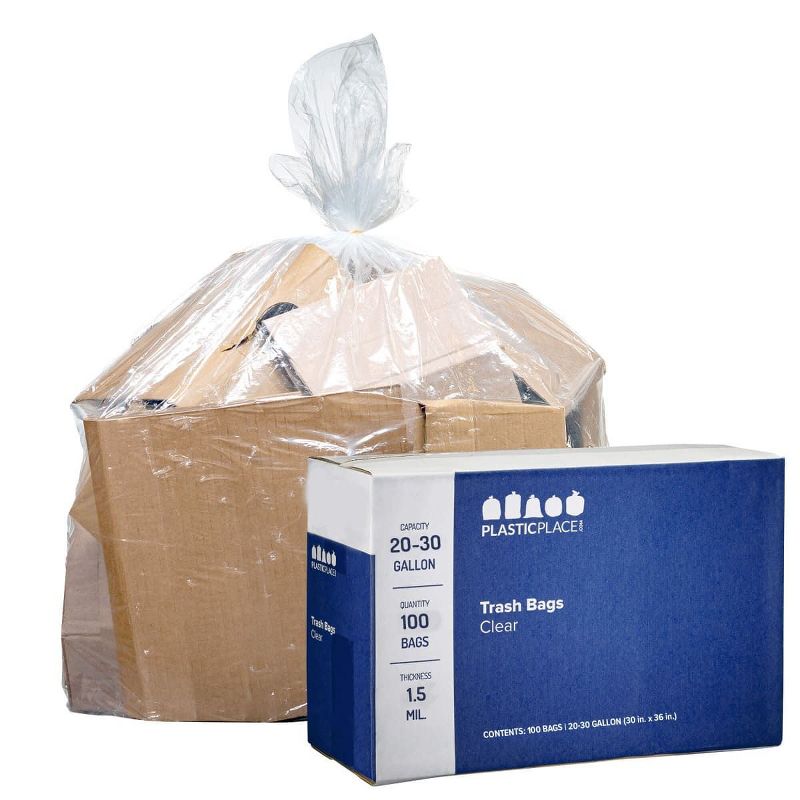 Plasticplace 20-30 Gallon Trash Bags, 1.5 Mil, 100 Count