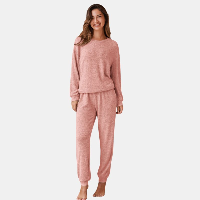 Women's Cozy Cloud Gray Long Sleeve Pants Pajama Set - Cupshe-S-Pink